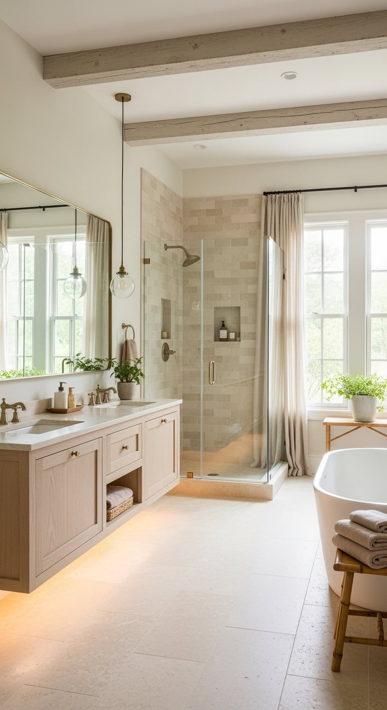 peaceful airy serene bathroom sanctuary