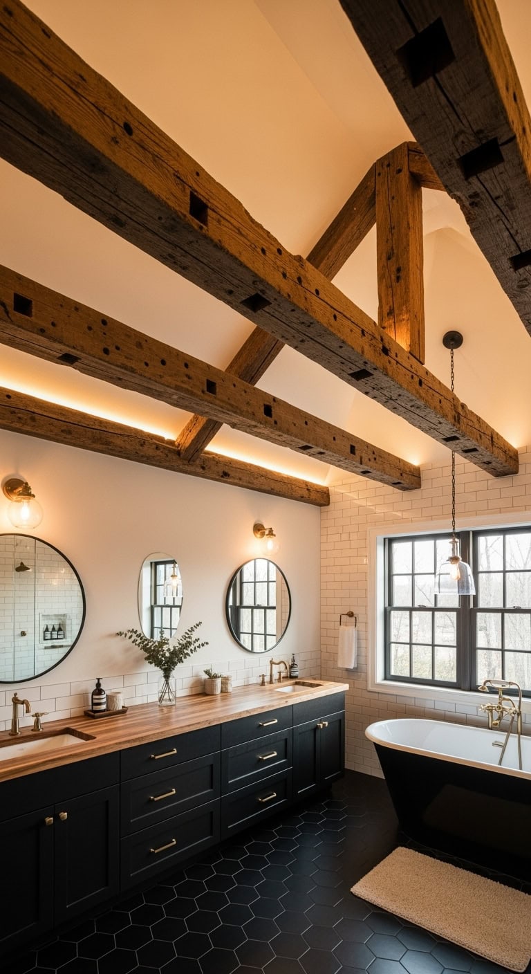 reclaimed rustic wood ceiling beams