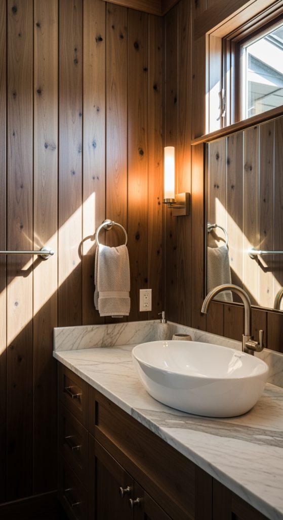 How Dark Brown Bathrooms Went From Dated to “Wait, That’s Genius”