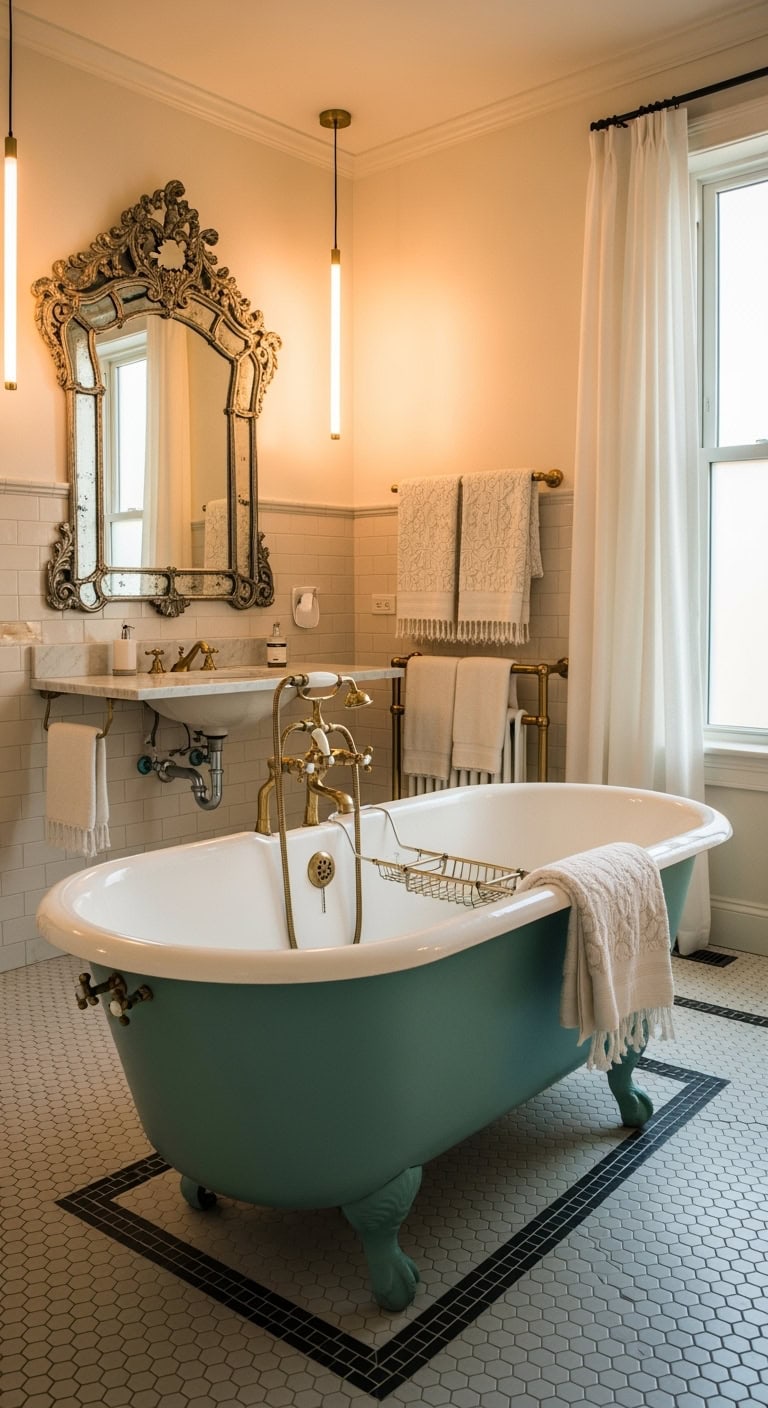 romantic vintage aqua tub centerpiece