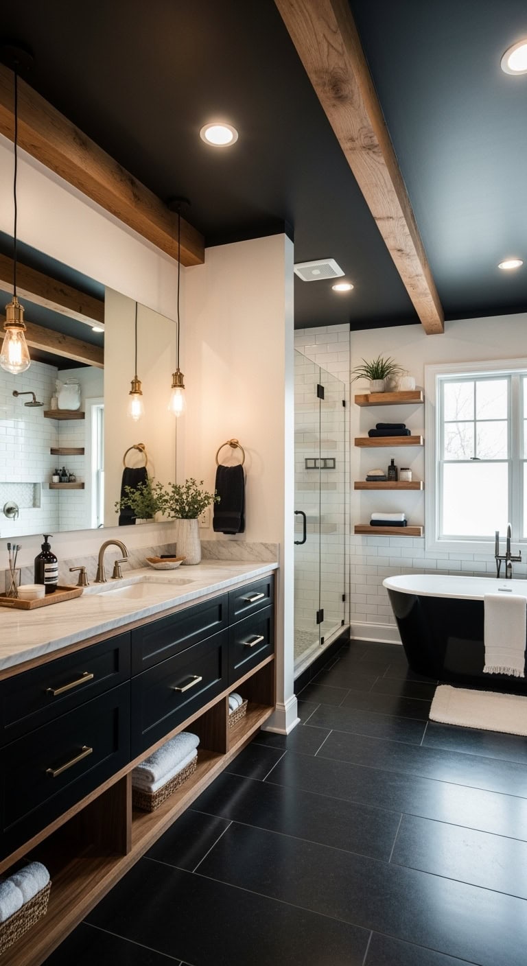 rustic modern wood beam ceiling details
