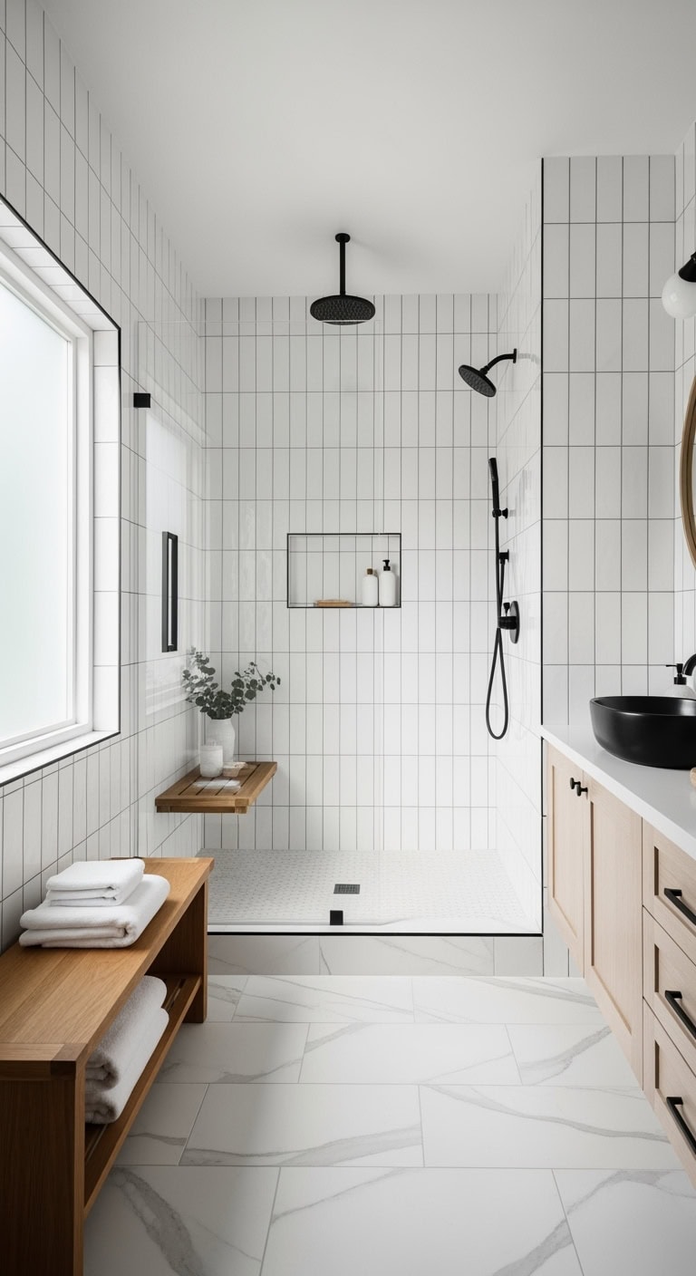 scandinavian minimalist shower sanctuary design