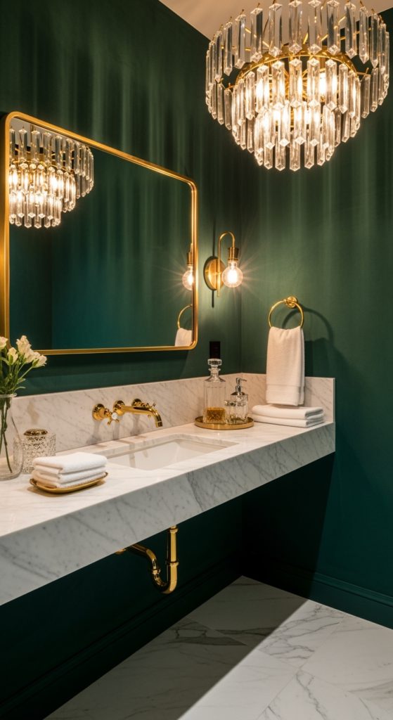 23 Inspiring Dark Green and Gold Bathroom Ideas
