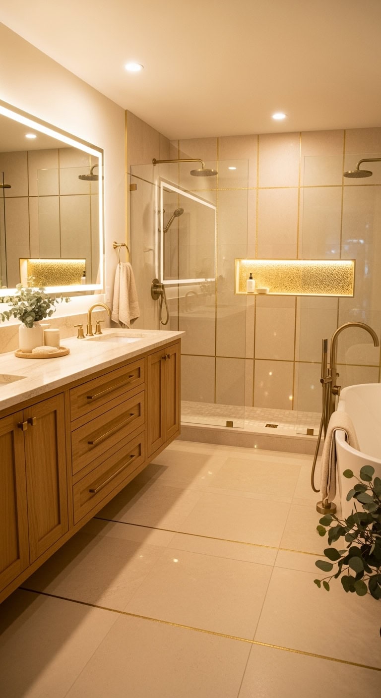 shimmering metallic gold grout accents