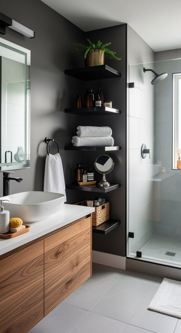 sleek stylish functional bathroom storage