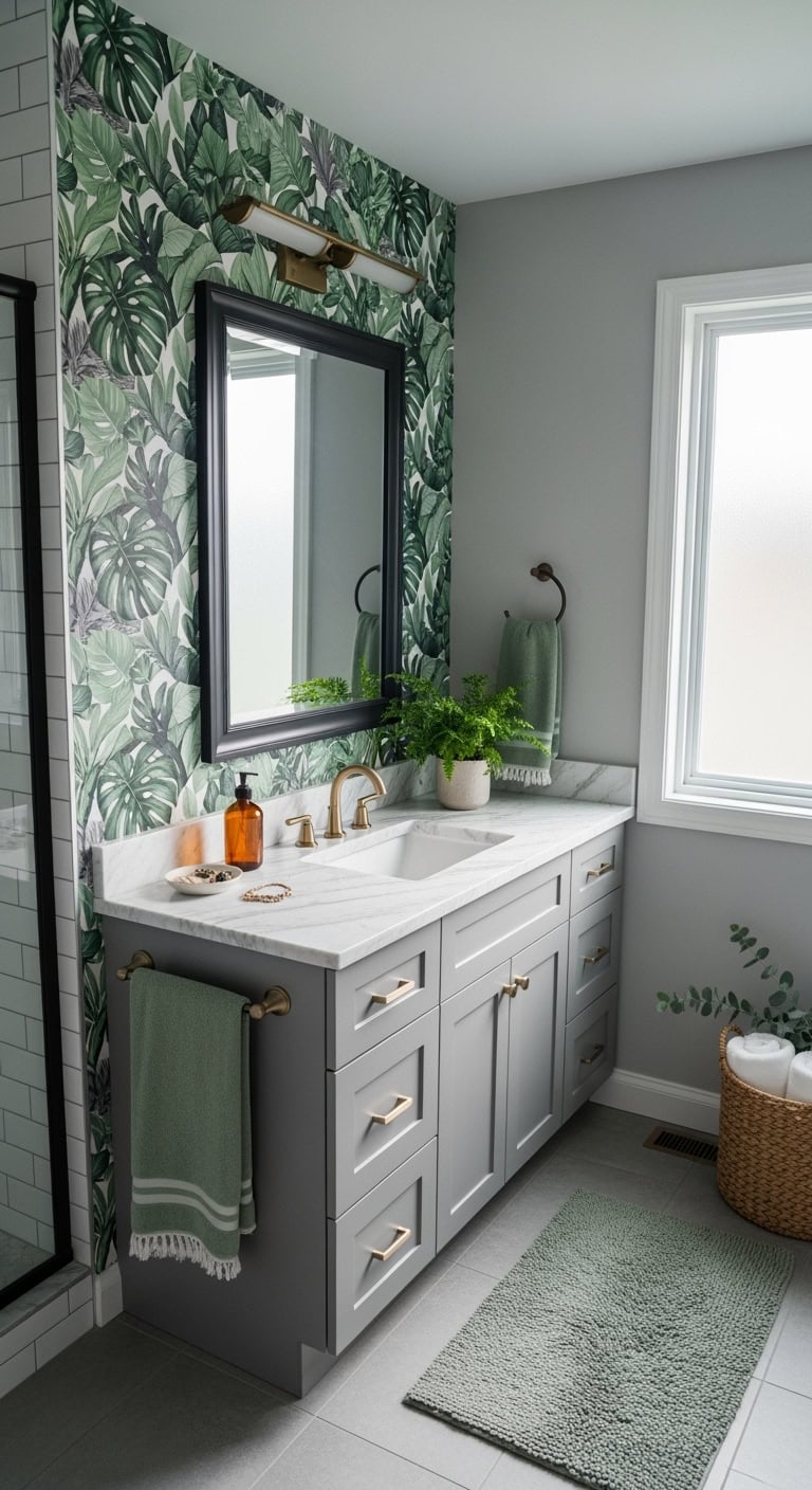 smoky verdant industrial organic bathroom