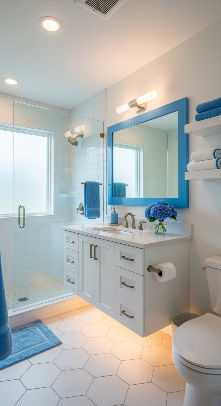 sophisticated bathroom accent mirror statement