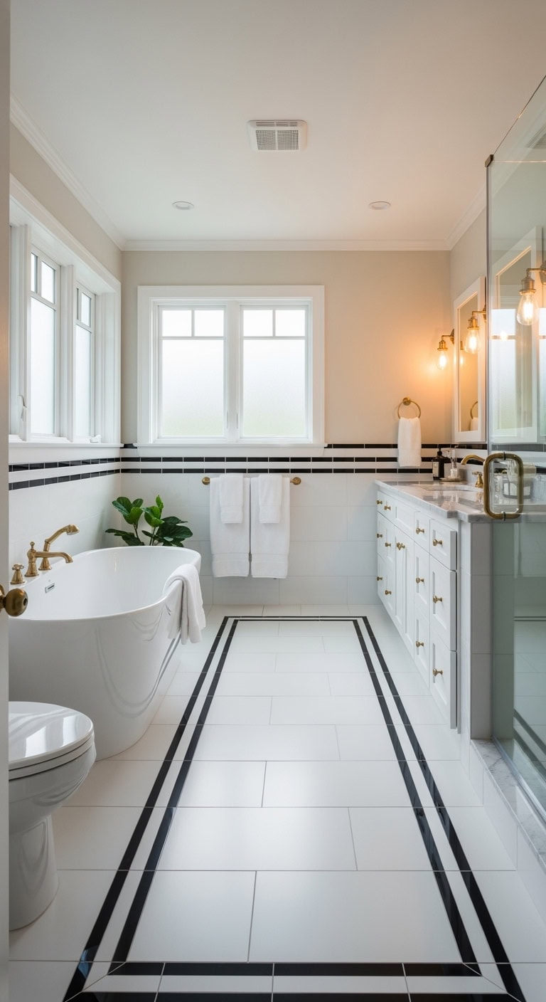 sophisticated bathroom floor border designs