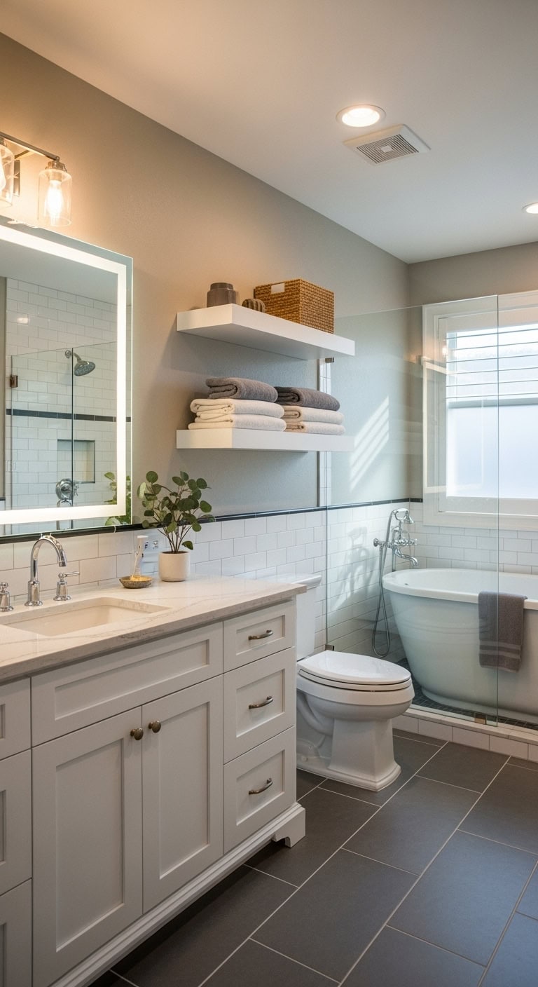sophisticated serene neutral bathroom palette