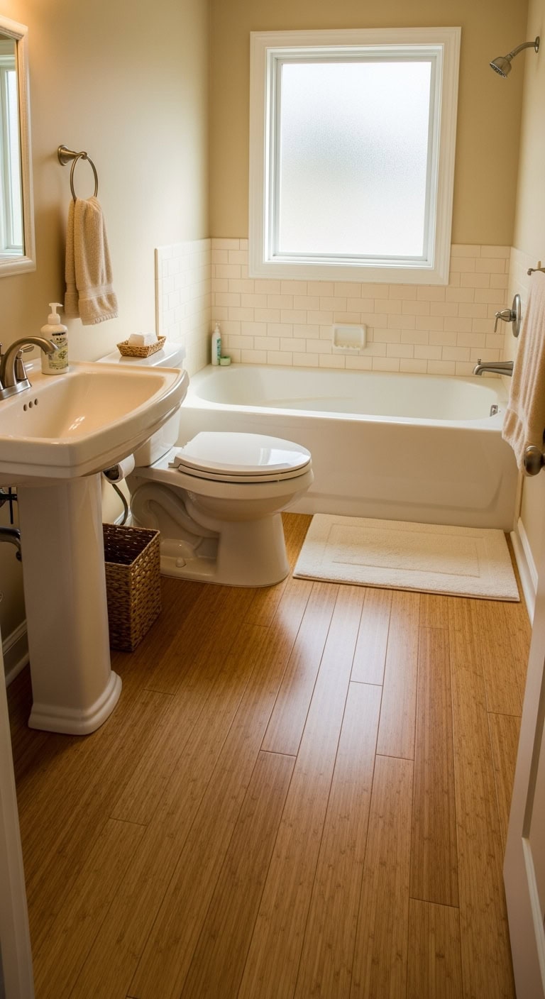 spa like eco friendly beige bamboo flooring