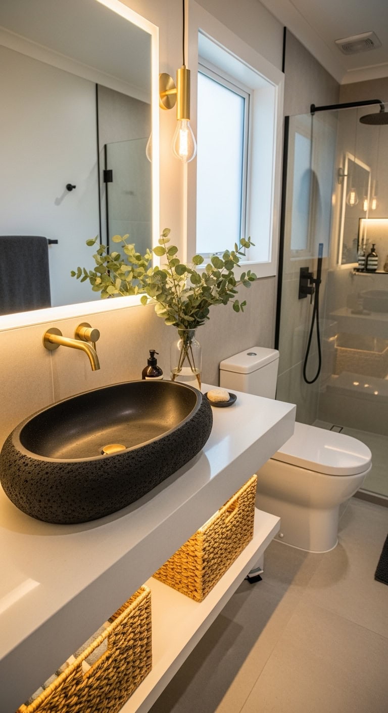 striking industrial chic concrete sink basin
