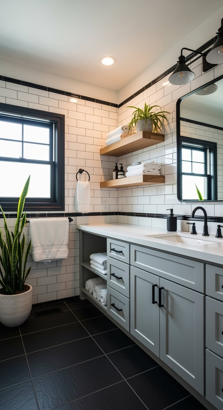 striking monochrome bathroom design contrast
