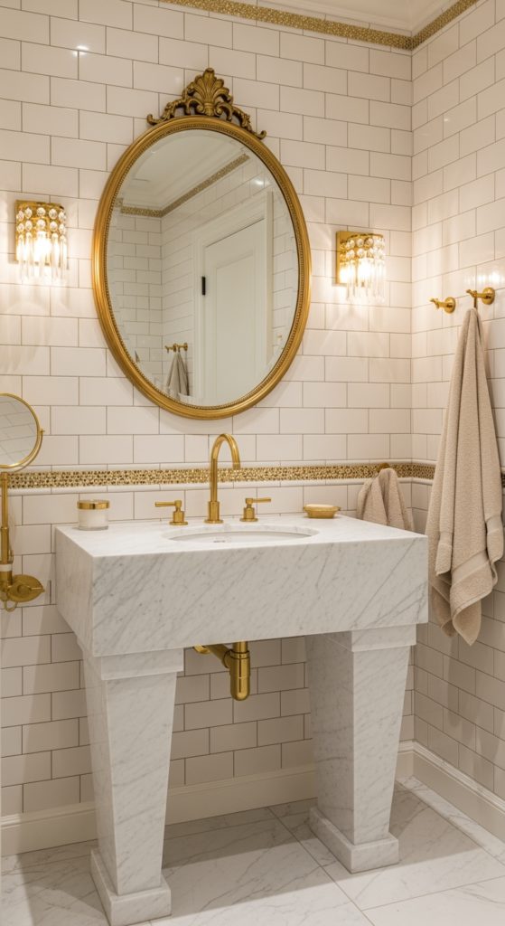Why Is Everyone Suddenly Obsessed With Cream and Gold Bathroom Makeovers?