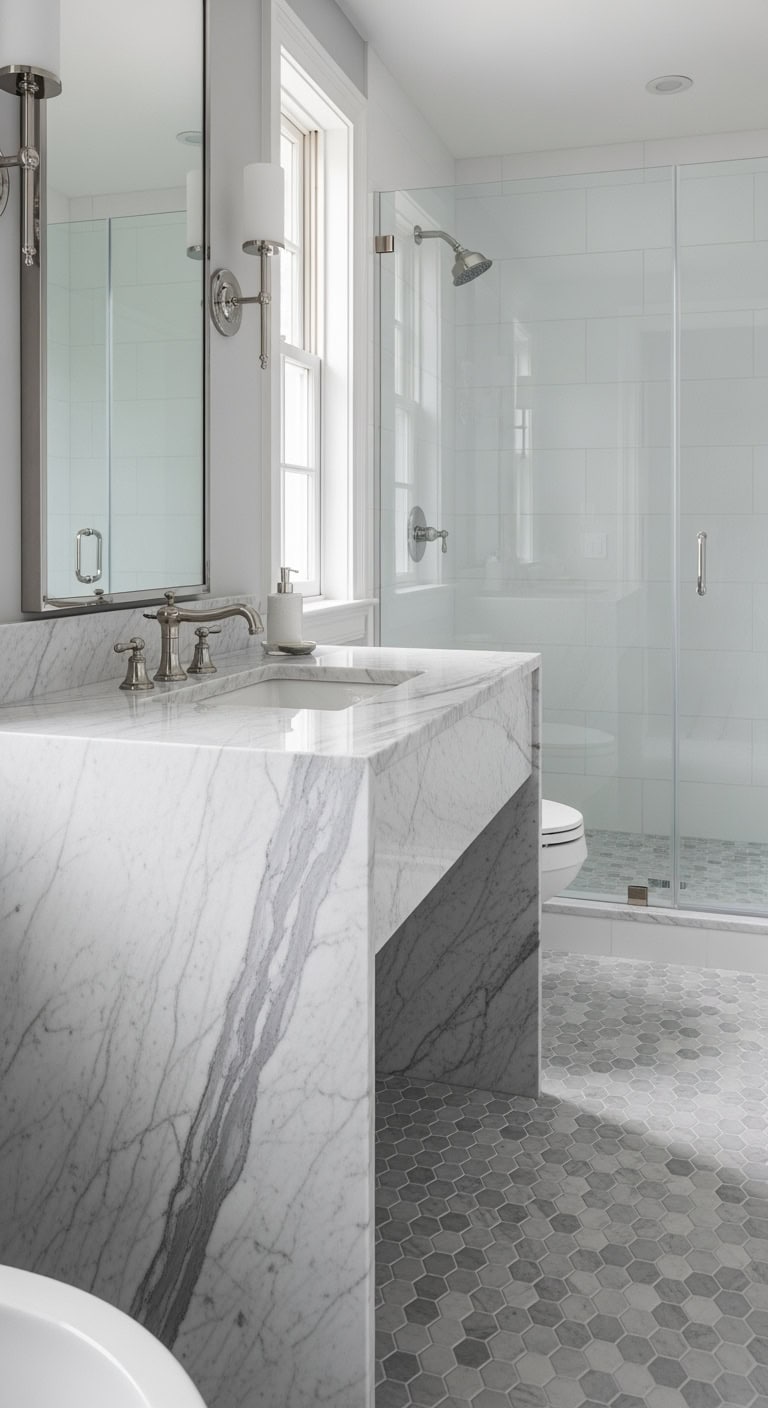 stylish calming minimalist bathroom design