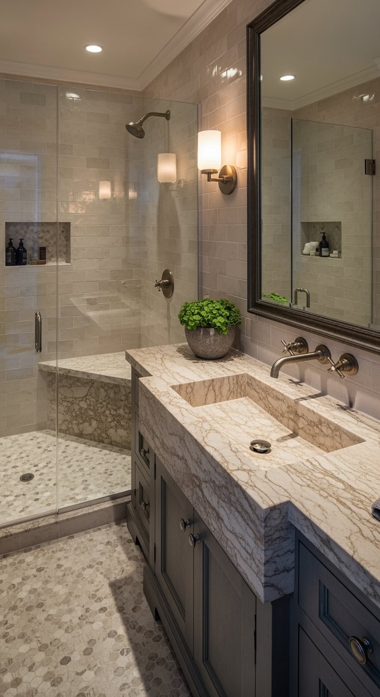 subdued bathroom color palette