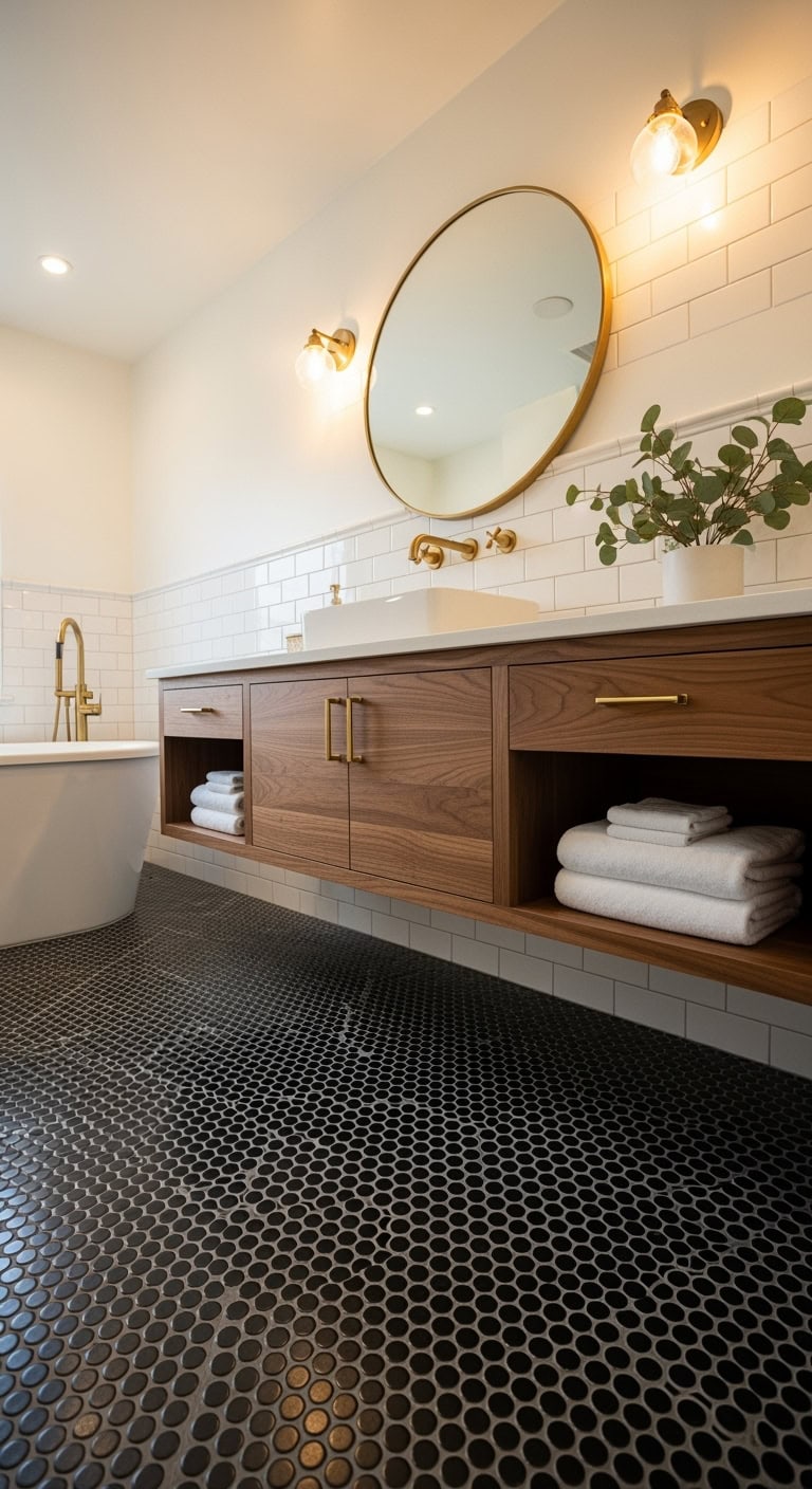 textured retro high fashion bathroom flooring