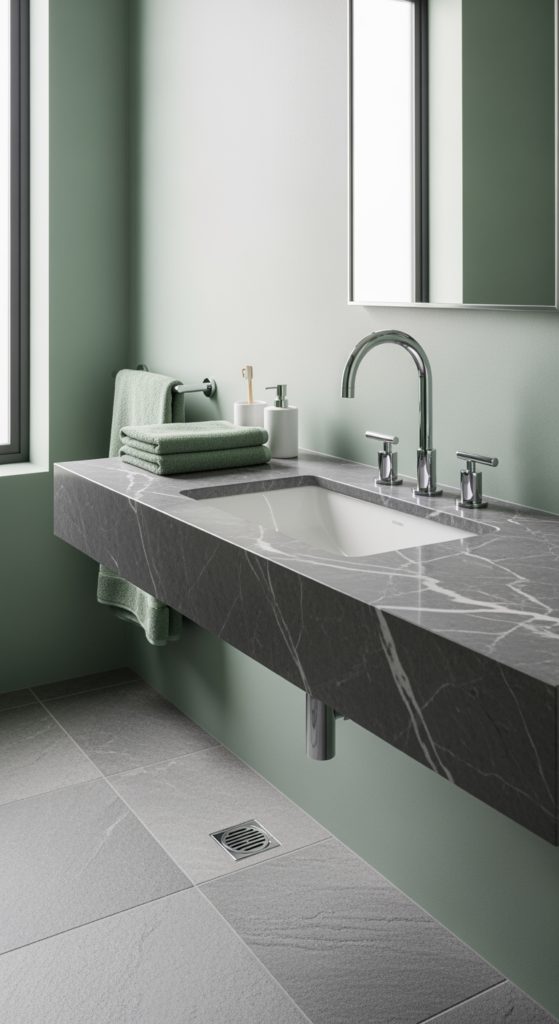 What Makes Gray and Green Bathroom Combos So Annoyingly Perfect