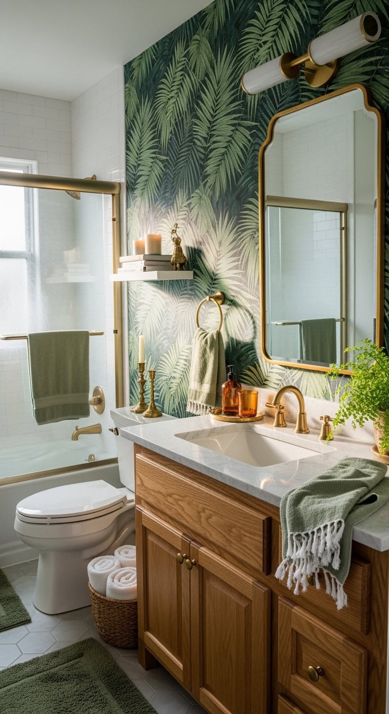 tropical botanical glamour bathroom escape
