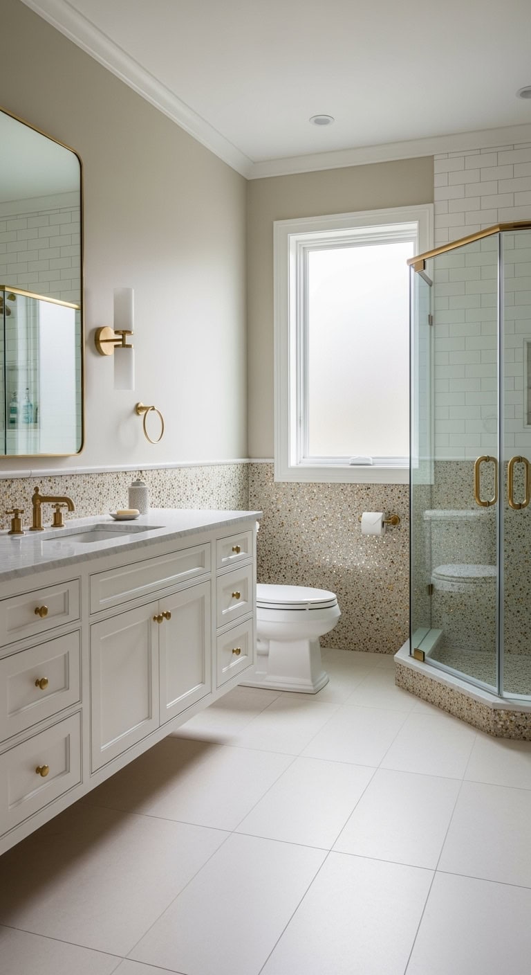 unexpected elegant celebratory and glimmering bathroom