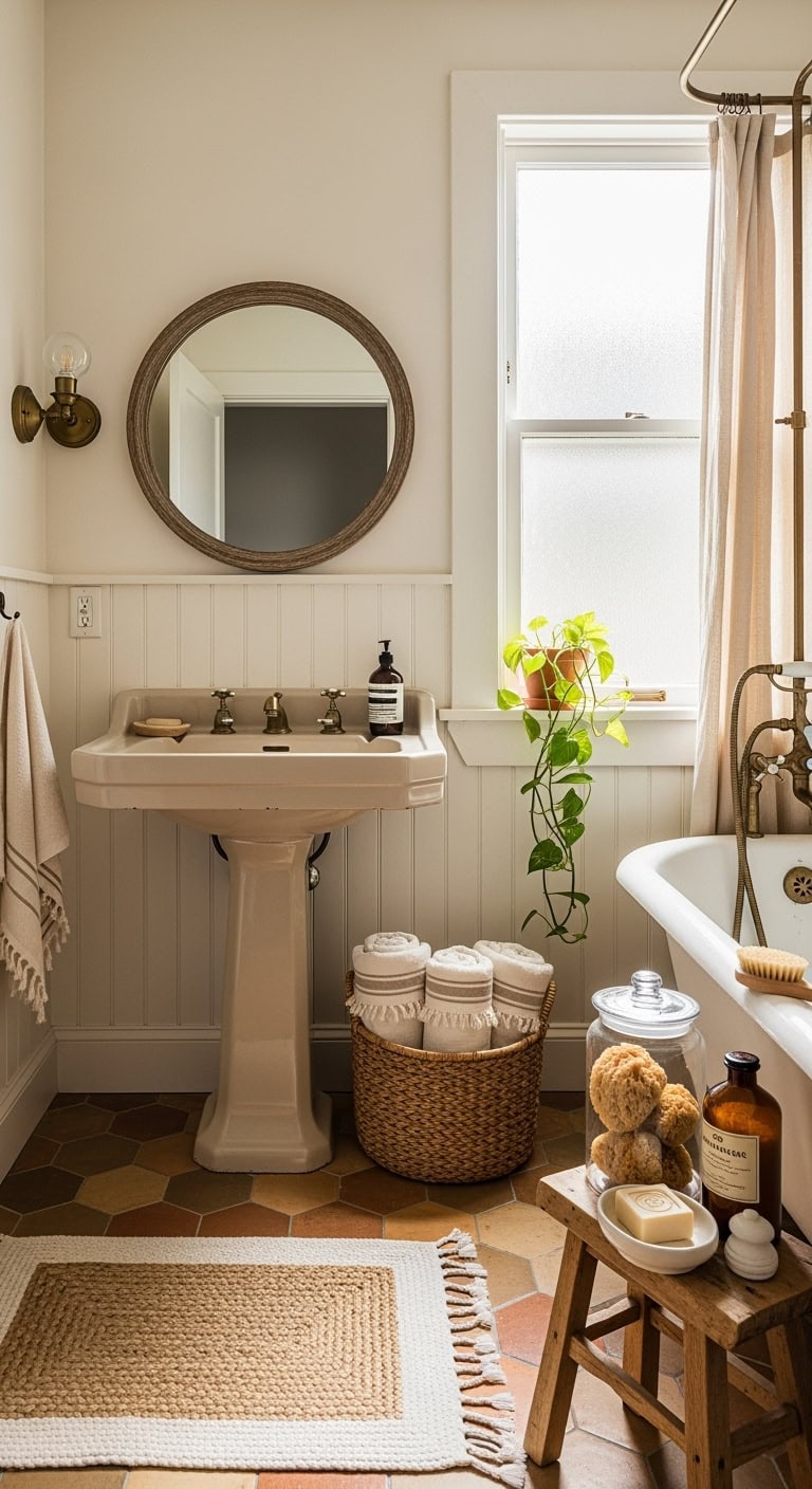 vintage beige pedestal sink revival