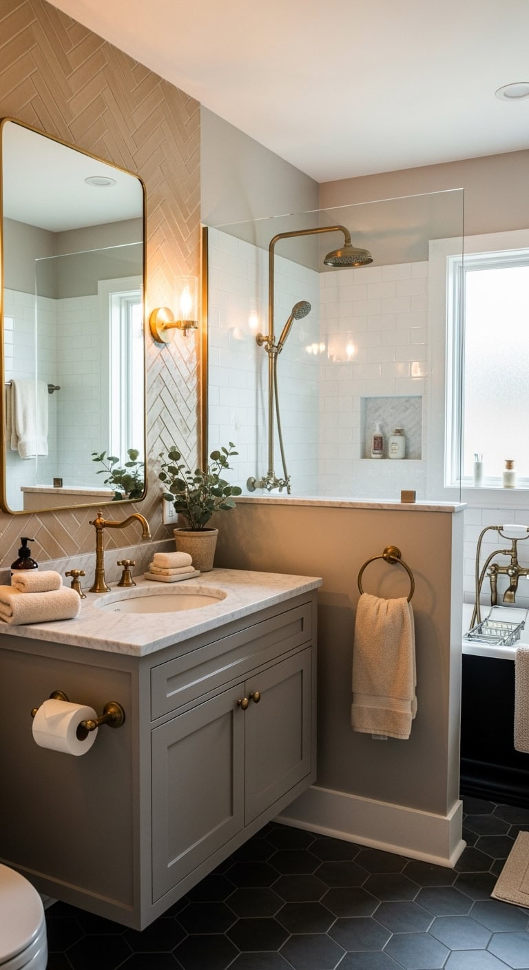 vintage brass elevates bathroom aesthetic