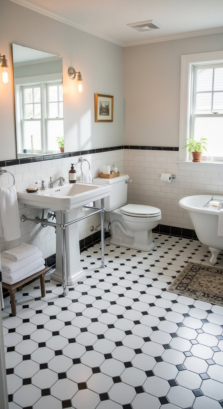vintage octagonal floor pattern statement
