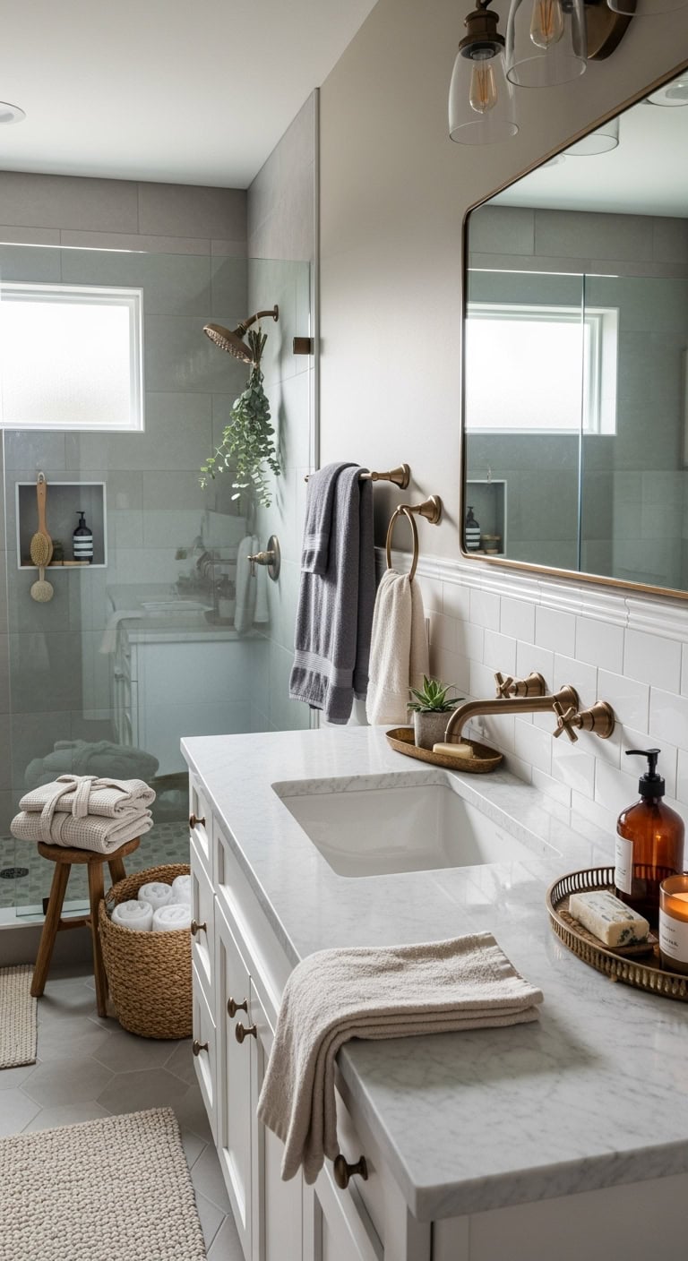 warm luxurious timeless bathroom bronze