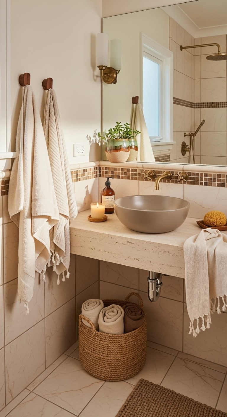 warm rich stylish cohesive bathroom grout