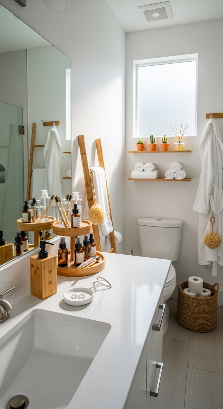 bathroom zen retreat with bamboo accessories