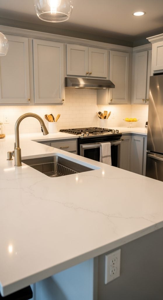 23 Stunning White Quartz Countertop Kitchen Ideas