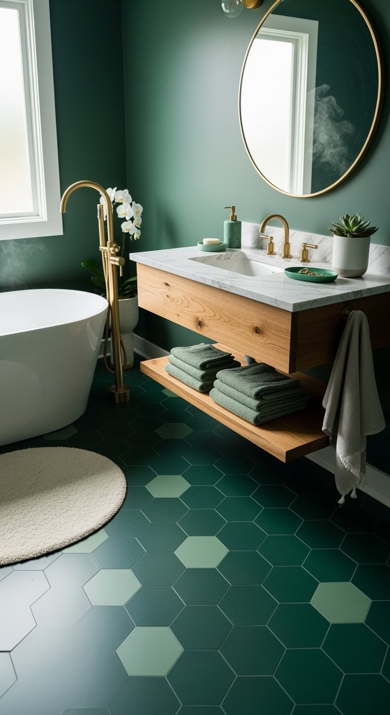 captivating jade hexagon floor pattern