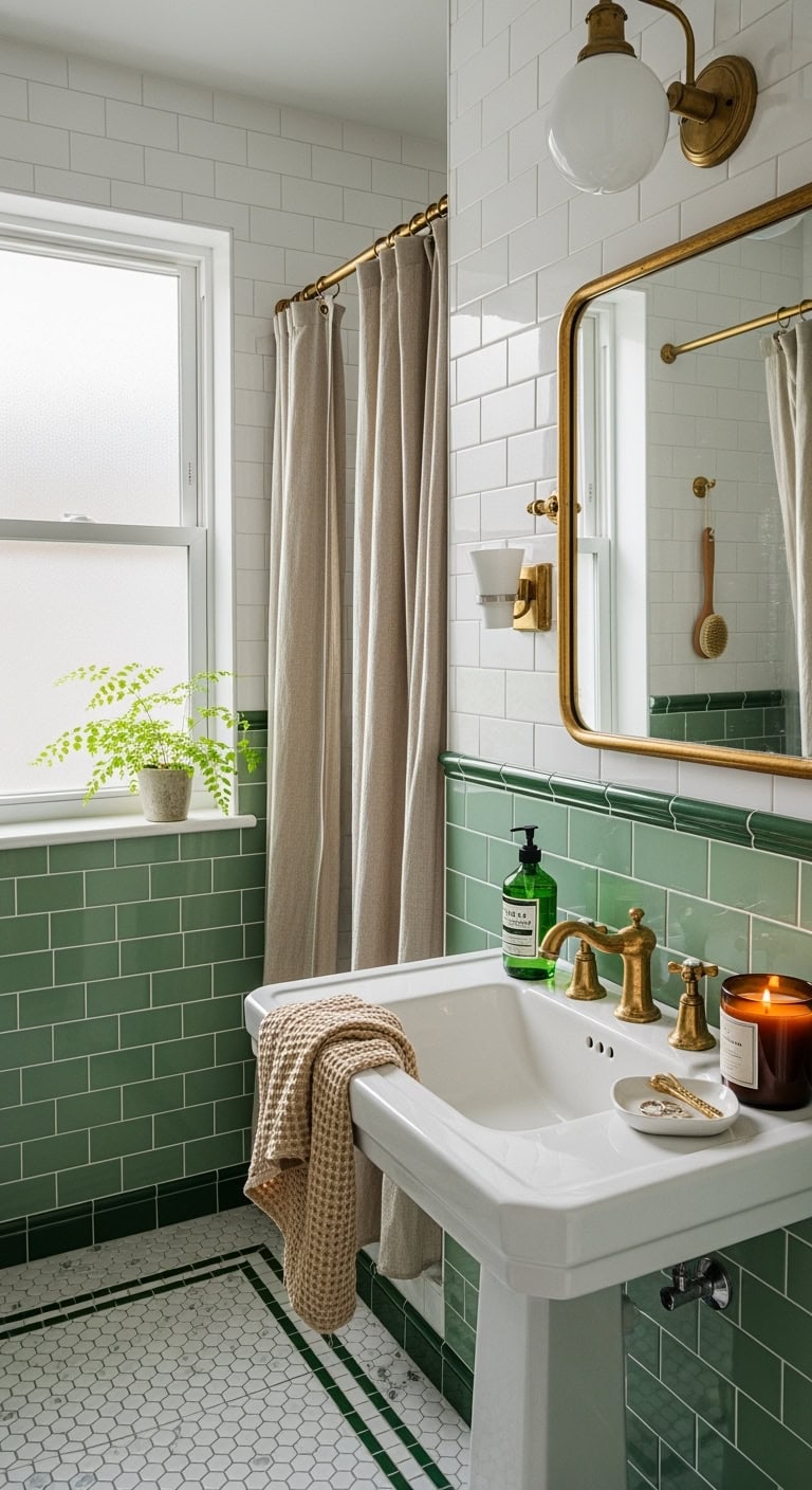 chic two tone green tile border