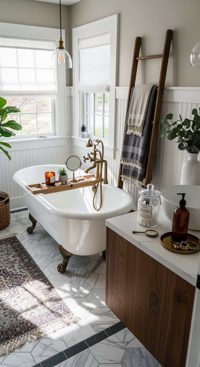 clawfoot tub vintage bathroom centerpiece