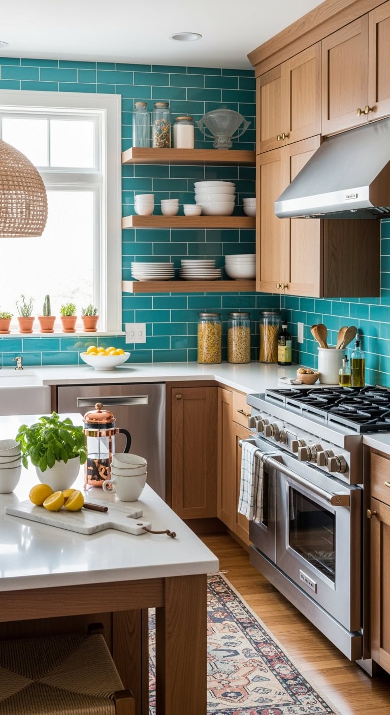 coastal chic turquoise subway tile transformation