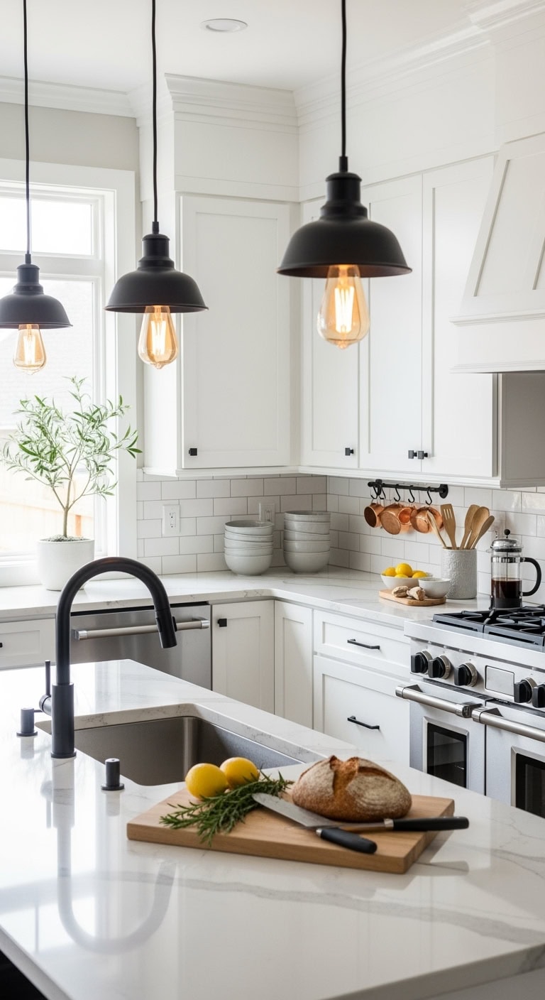 contrasting matte black accents elevate design