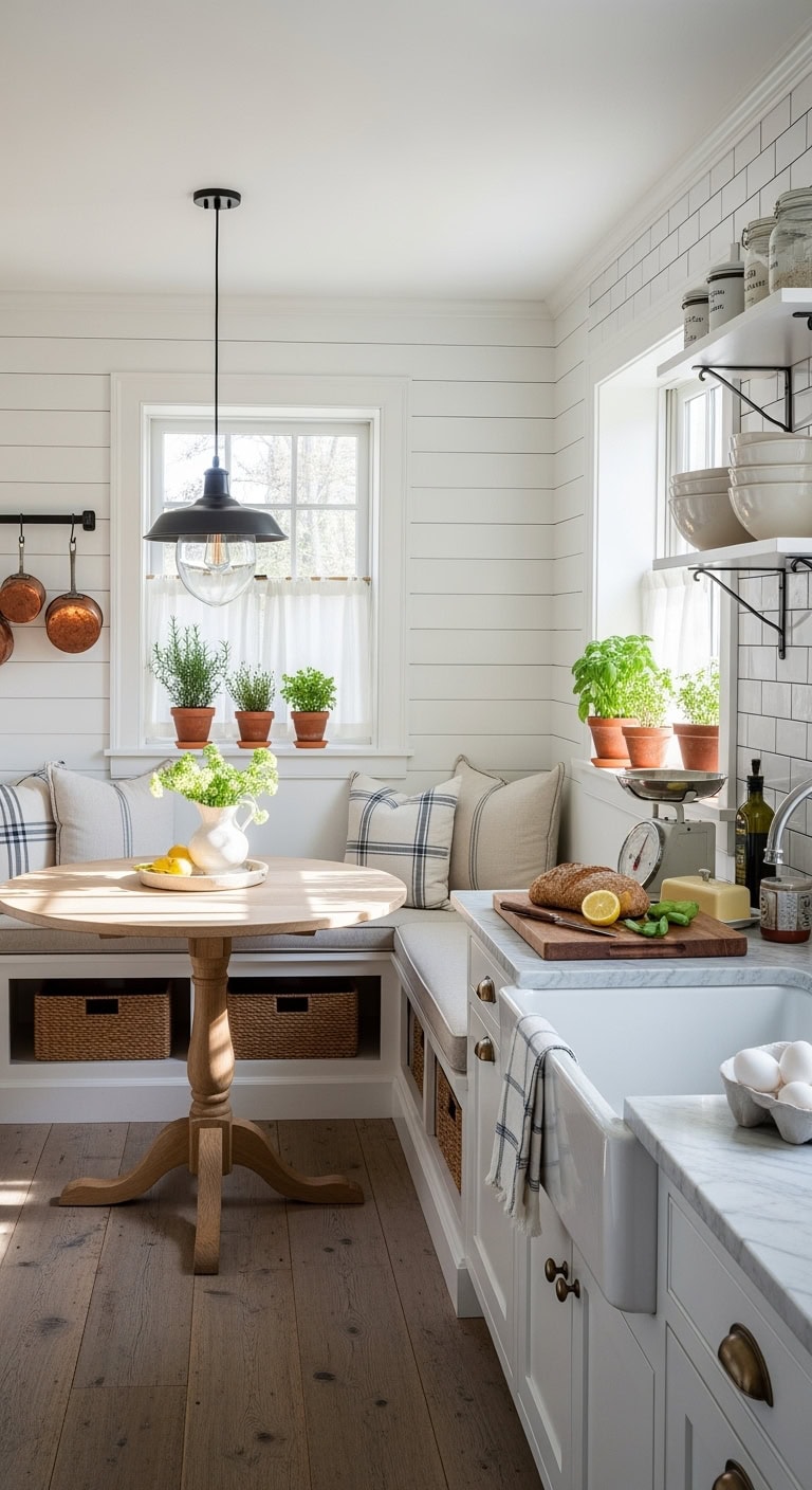 cozy floating corner breakfast nook