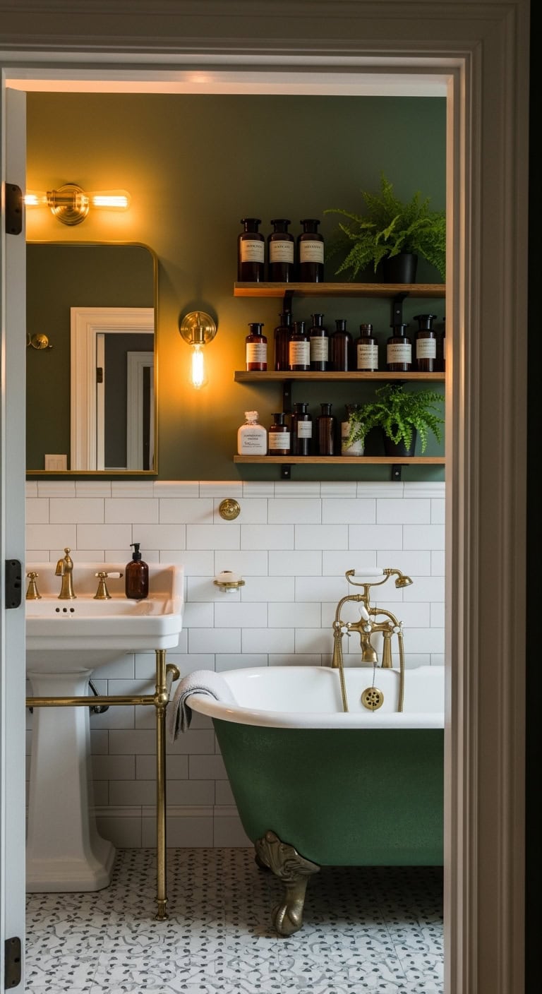distinct forest hued bathroom designs