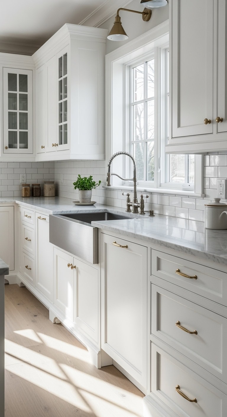 elegant white shaker kitchen cabinets
