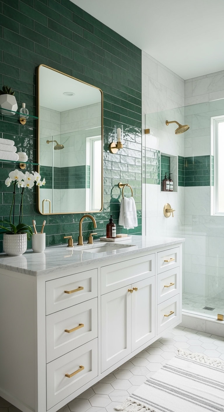 glamorous luxurious sophisticated bathroom accent wall