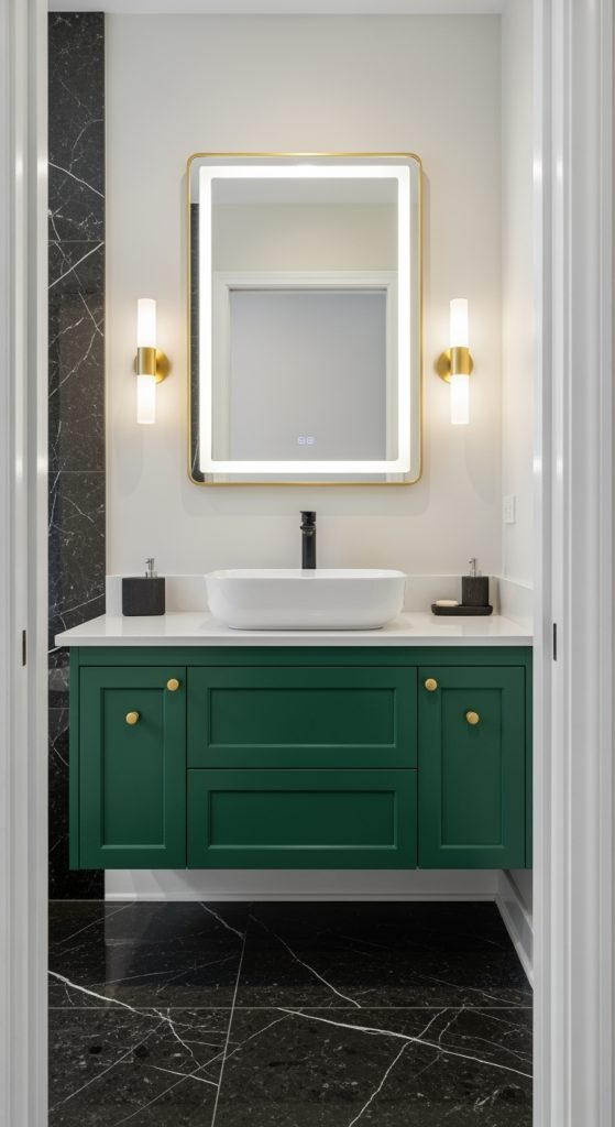 23 Trendy Green and Black Bathrooms