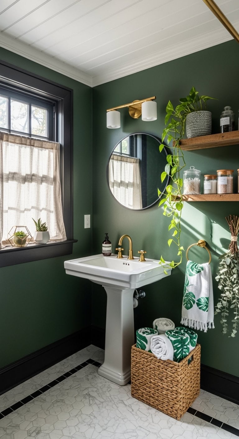 lush jungle inspired bathroom retreat