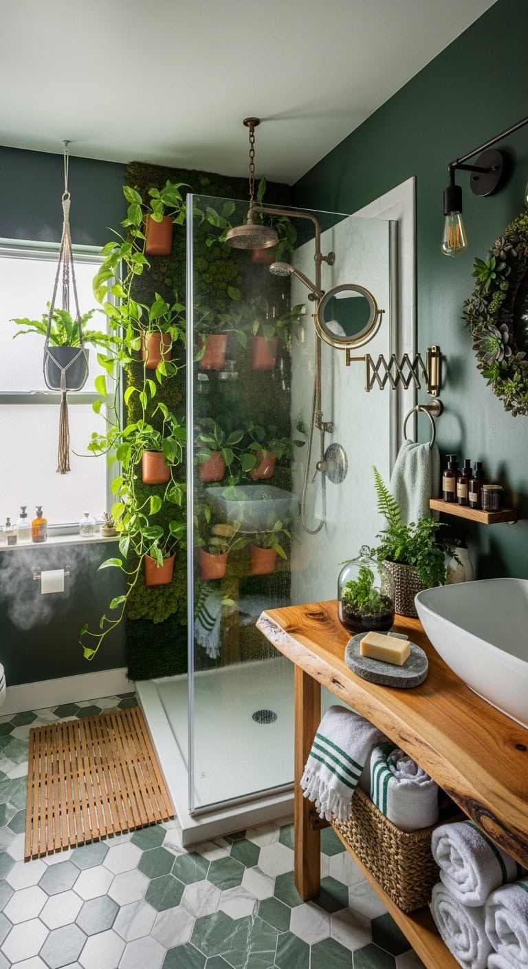 lush natural spa like shower enclosure