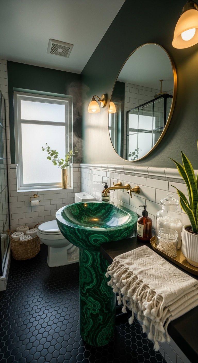 malachite green pedestal sink showpiece