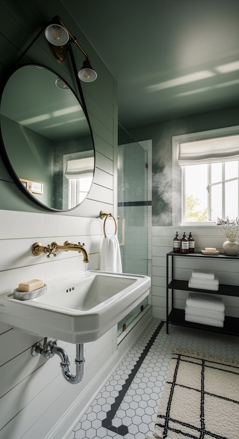 moody spa like bathroom ceiling transformation