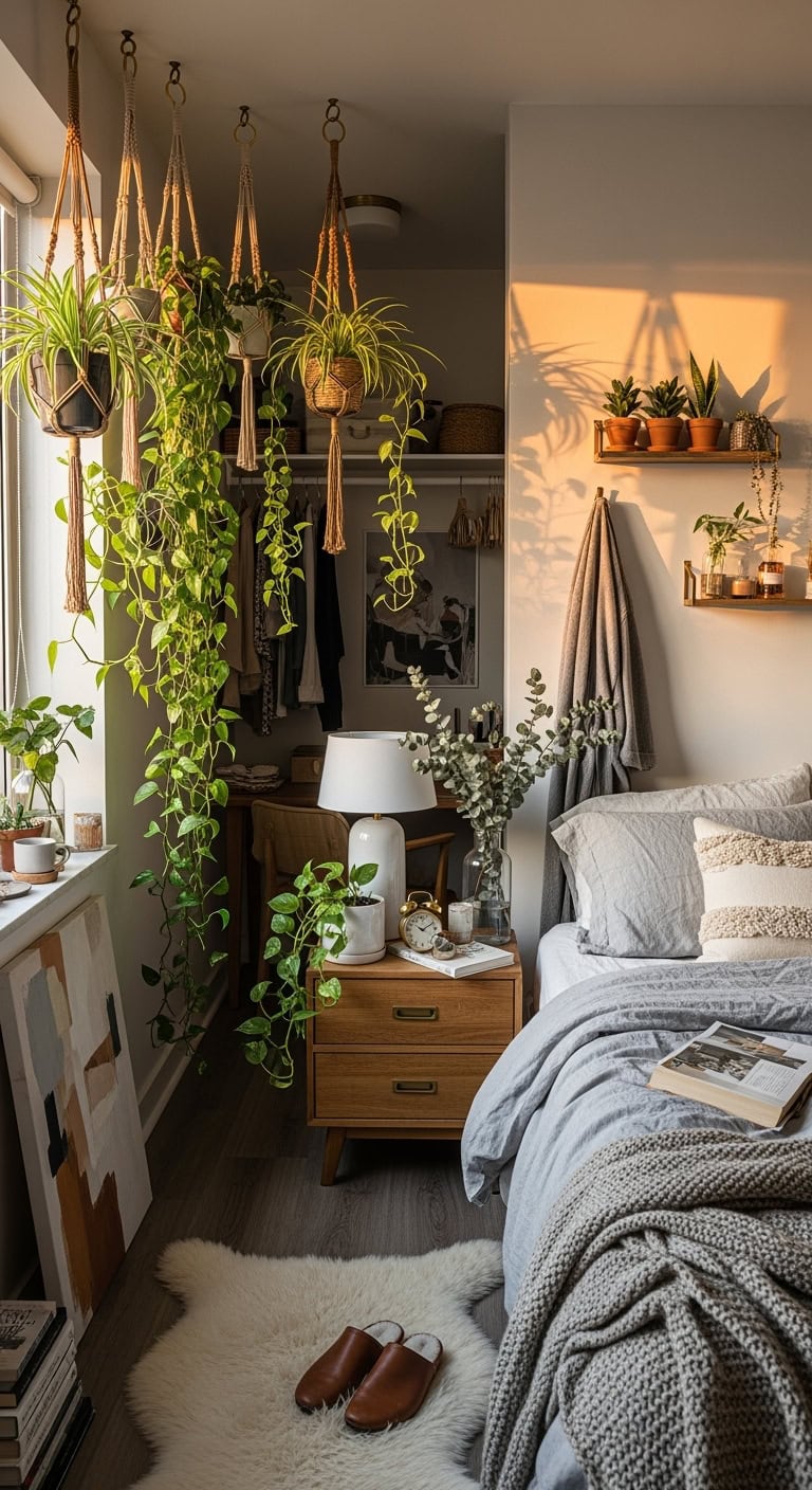 purifying sanctuary with cascading greenery