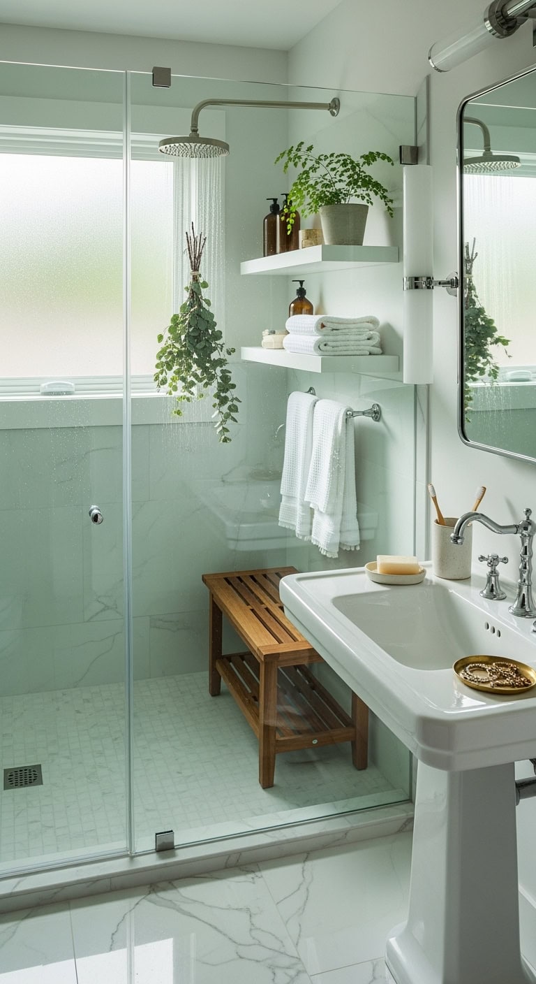 serene botanical shower sanctuary