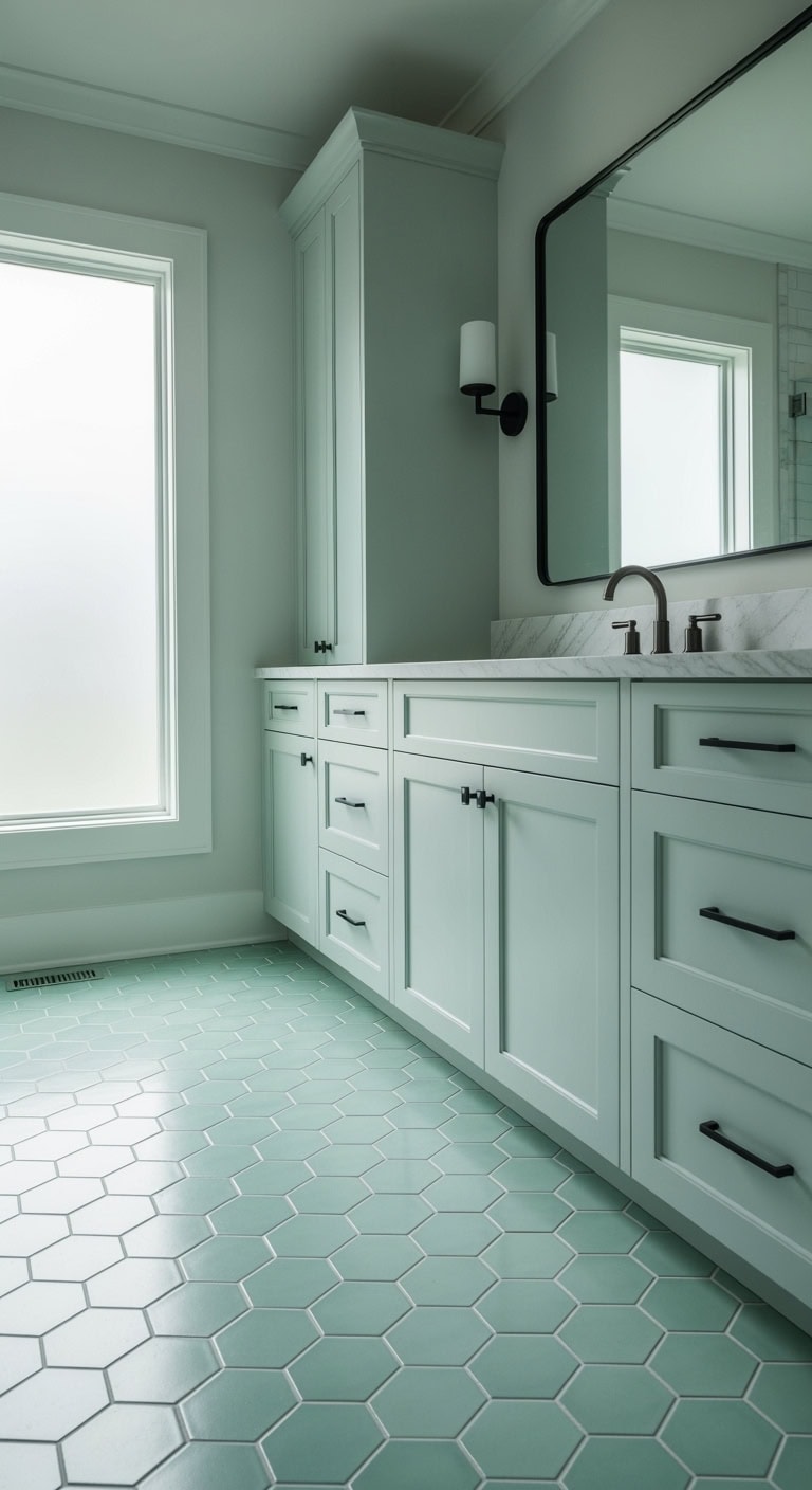 sophisticated mint black bathroom design concept