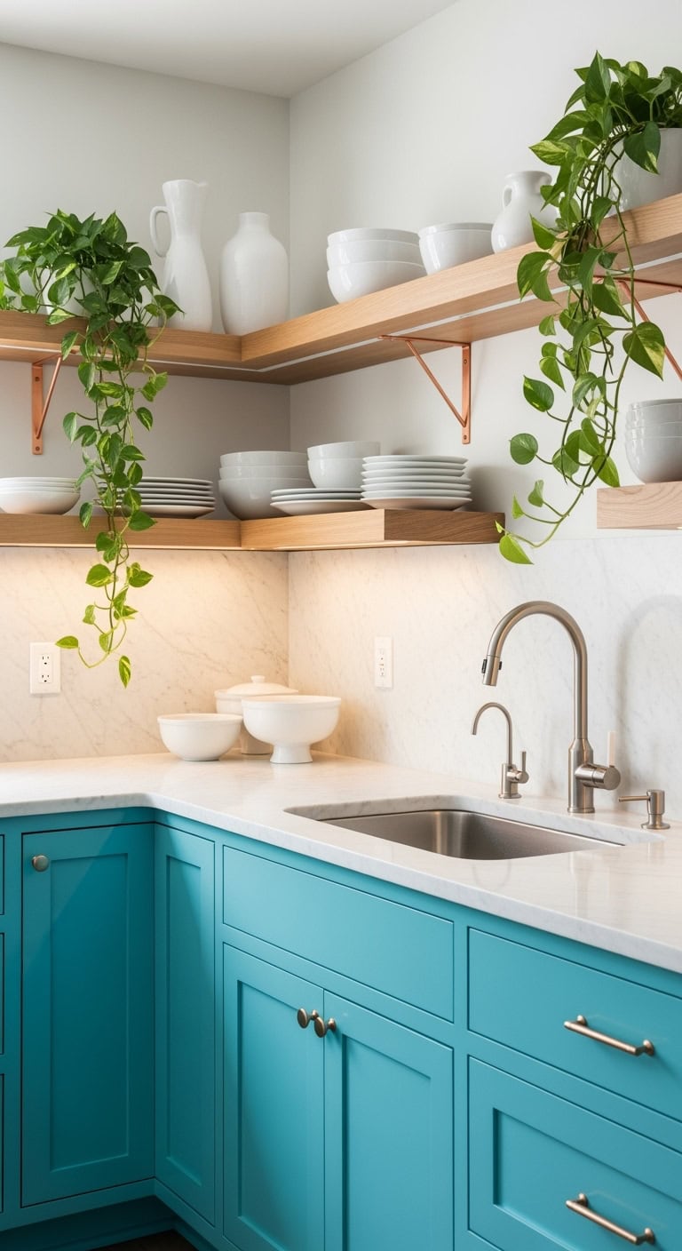 turquoise kitchen cabinets