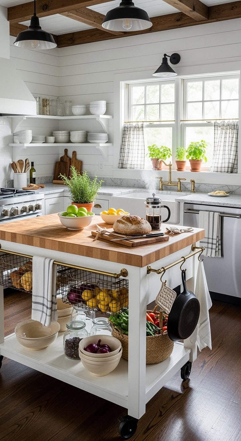 versatile mobile farmhouse kitchen islands