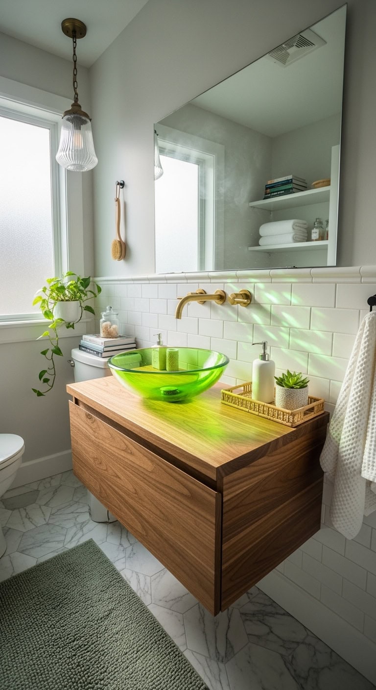 vibrant artistic glass vessel sink